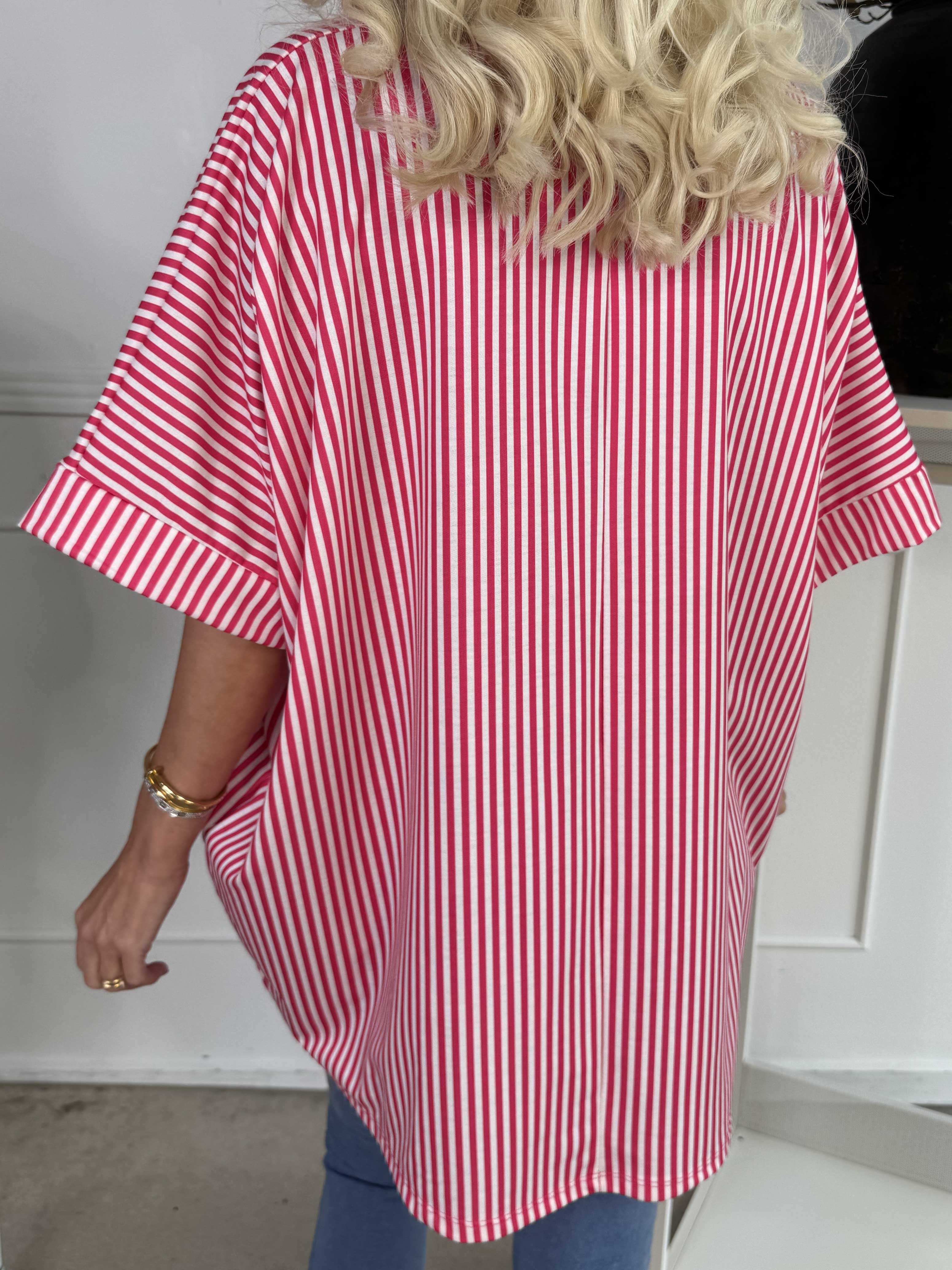 Mintu Stripe - Stribet t-shirt med vogue stående med glittrende similisten